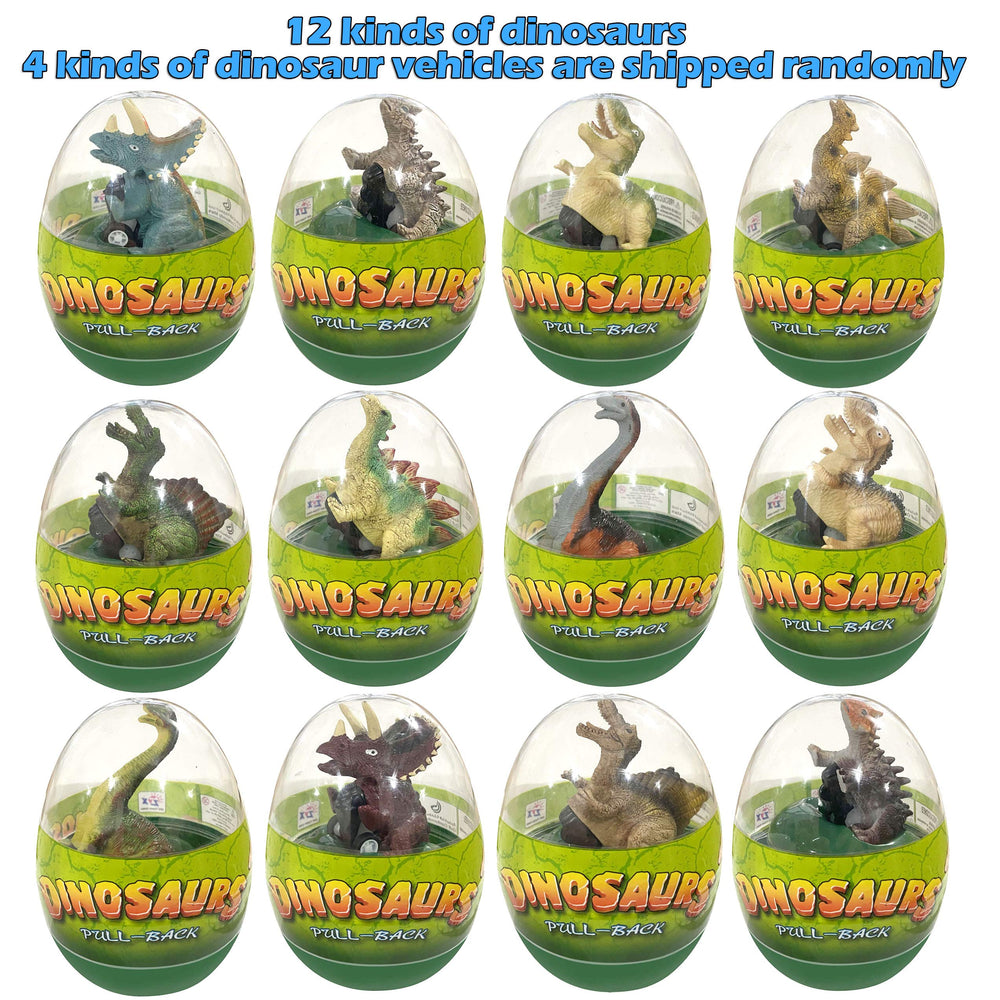 Cherislpy dinosaur egg toy hiding a mini pull-back car inside for surprise fun.