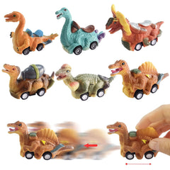 Cherislpy six-pack Easter eggs with dinosaur cars for party favors.