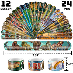 Cherisnowy dinosaur slap bracelets pack on display with durable 3D designs