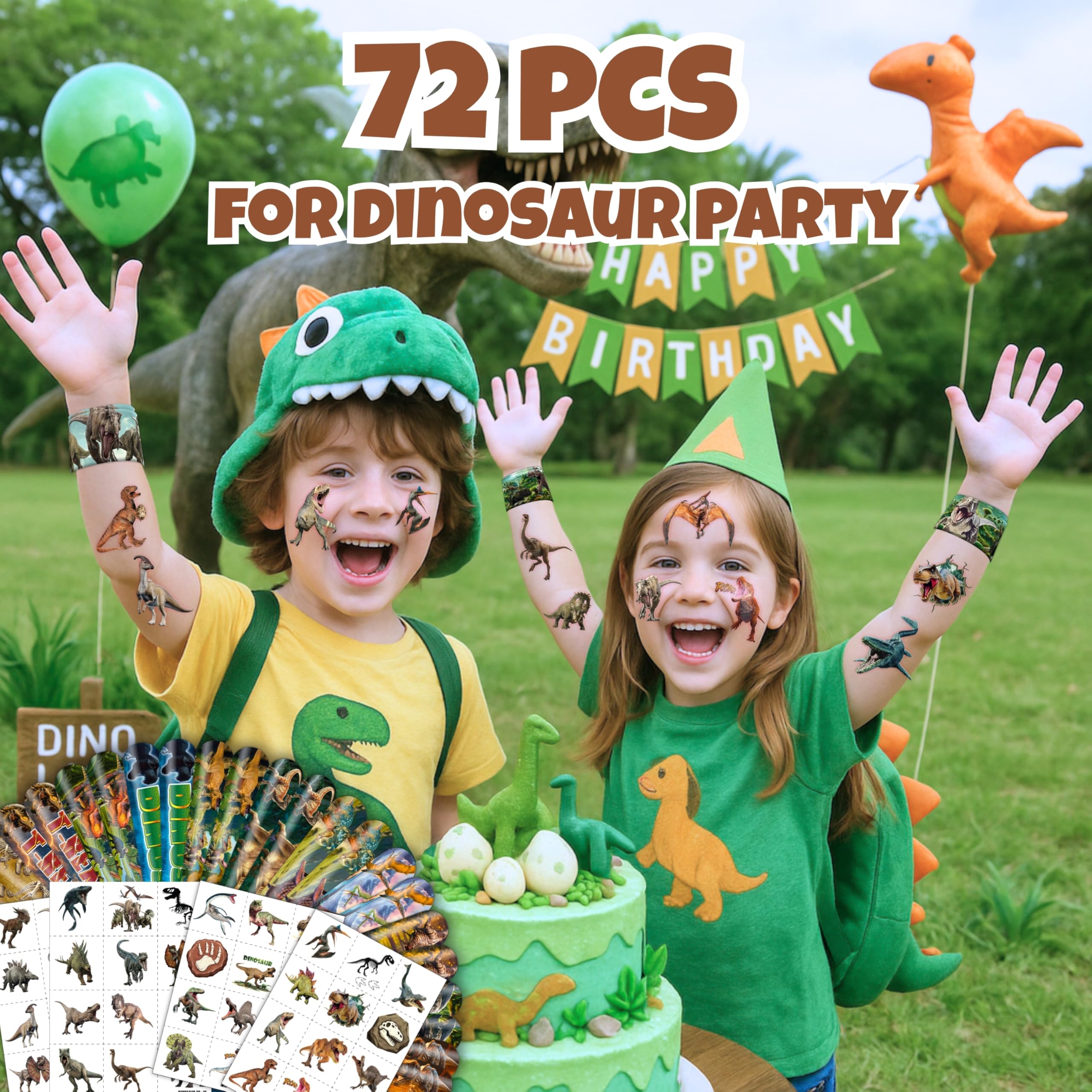 Cherisnowy dinosaur tattoo peel-stick close-up, kid-friendly and mess-free