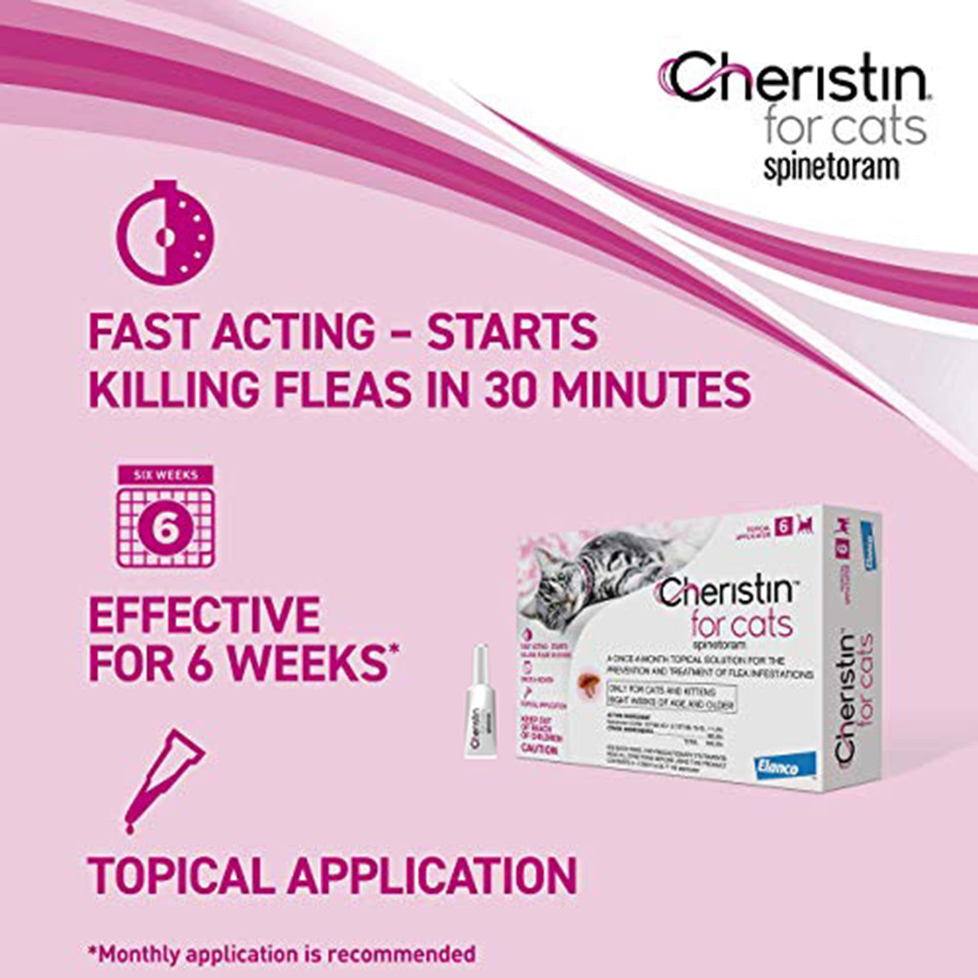 Cat owner applies Cheristin for fast flea kill in 30 minutes.