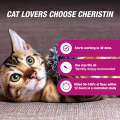 Cheristin shows flea kill within 12 hours (98–100%).