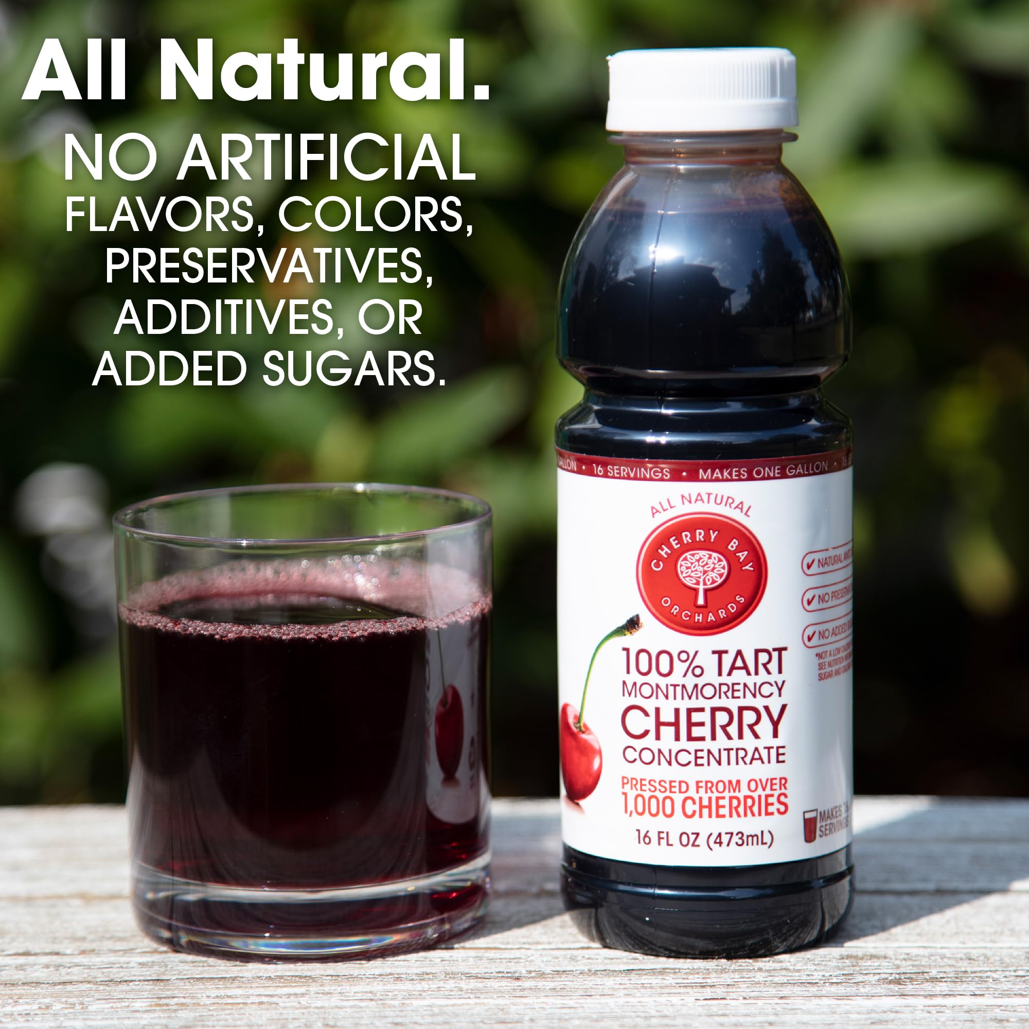 Cherry Bay Orchards glass serve with rich tart cherry flavor