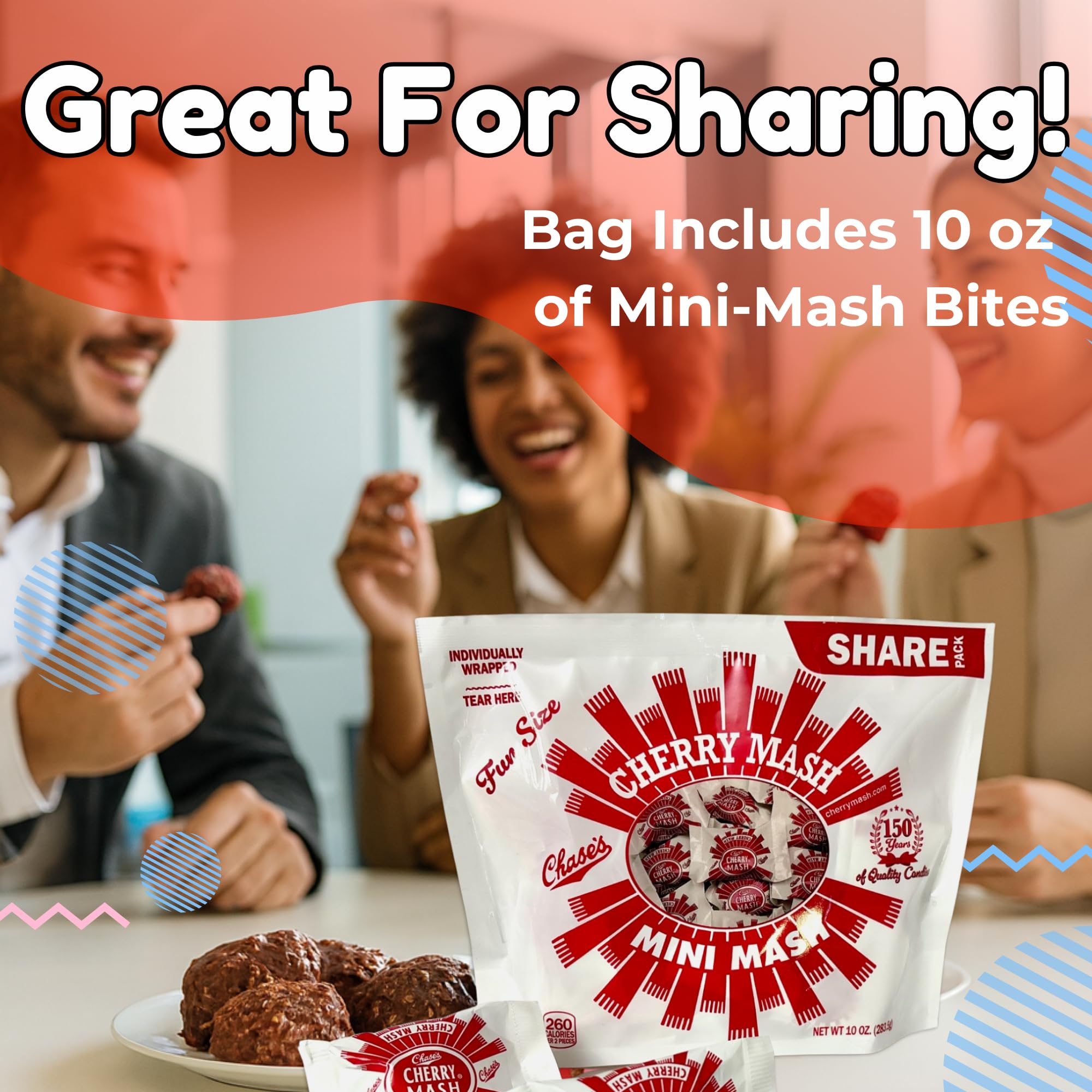 Cherry Mash chocolate peanut coating highlights smooth chocolate with crunchy peanuts