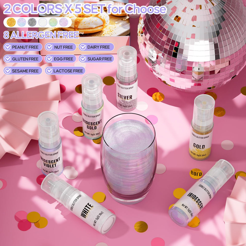 Cherrysea edible glitter spray on cupcakes creating eye-catching sparkle