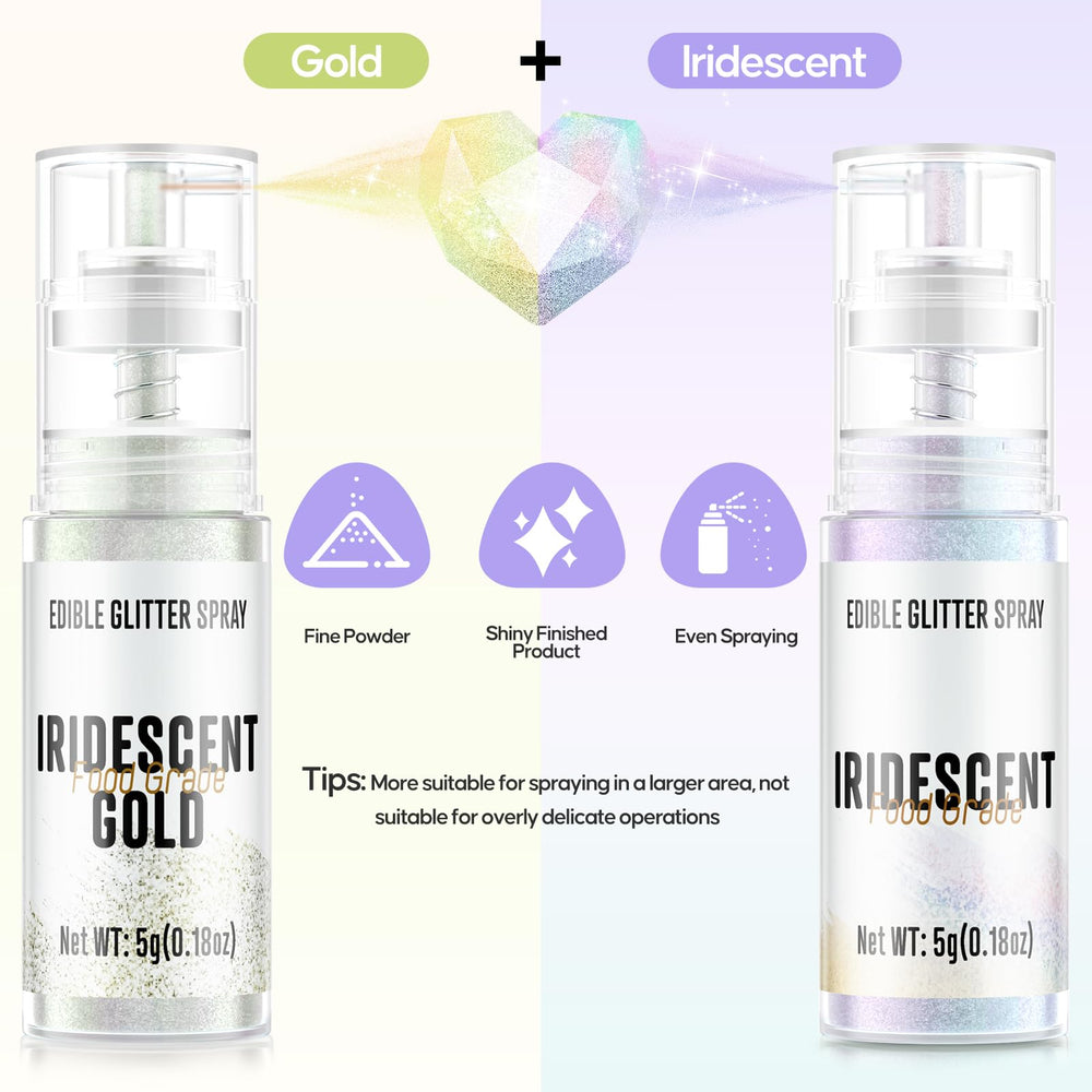 Cherrysea edible glitter spray iridescent gold adds luxe sparkle to drinks