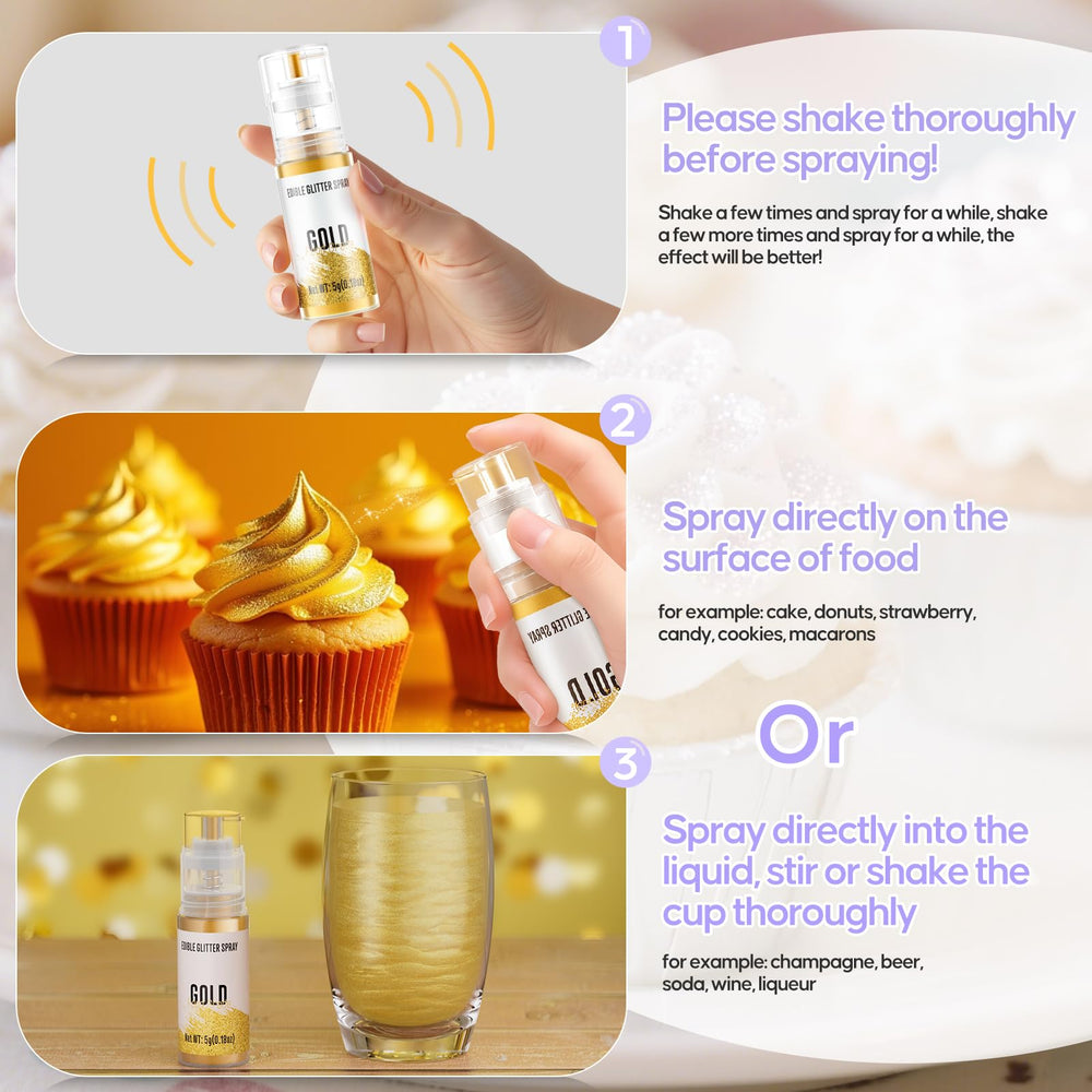 Cherrysea edible glitter spray iridescent violet enhances cupcakes with radiant color