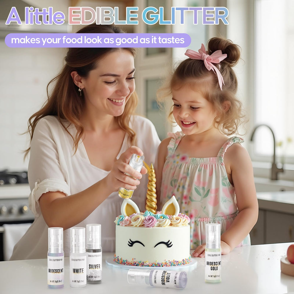 Cherrysea edible glitter spray silver-white duo creates clean, sparkling surface on cookies