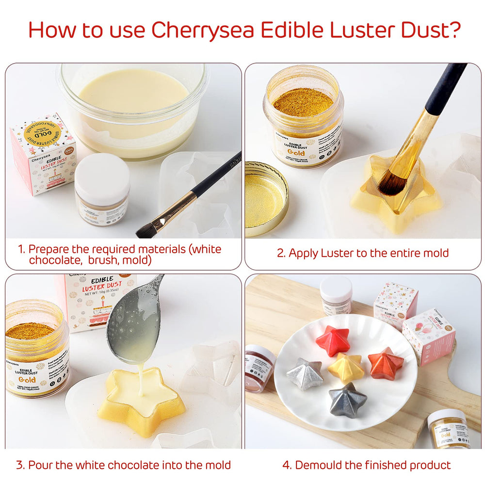 Cherrysea Pearl White edible luster dust provides subtle glow on royal icing and buttercream