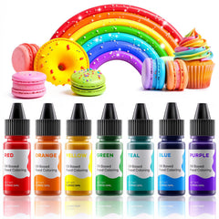 Cherrysea rainbow oil dye set bottles with vivid colors for chocolate decorating.