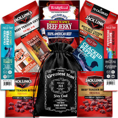 Cheshire Gifts Beef Jerky Gift Basket featuring a variety of meat snacks for on-the-go energy.