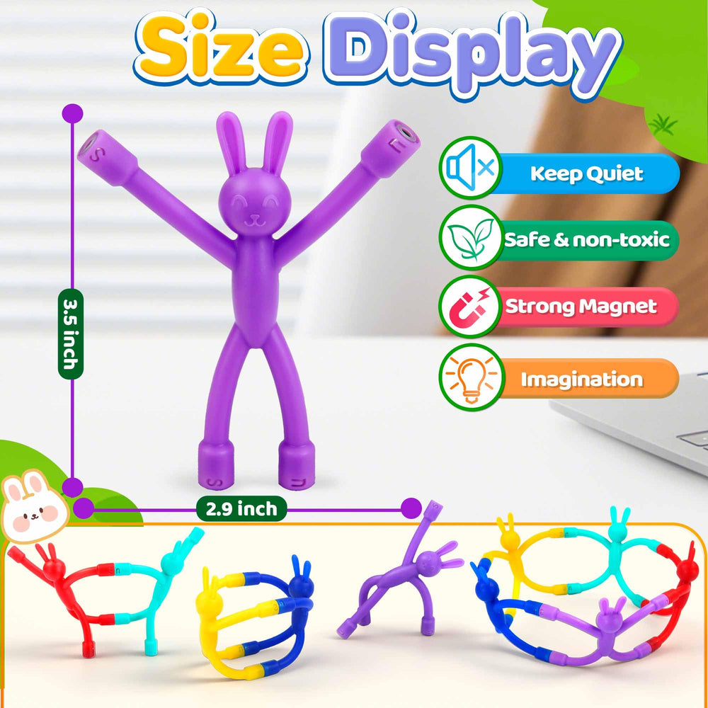 CHESLICR bunny magnets bendable limbs enabling creative building and fine motor practice