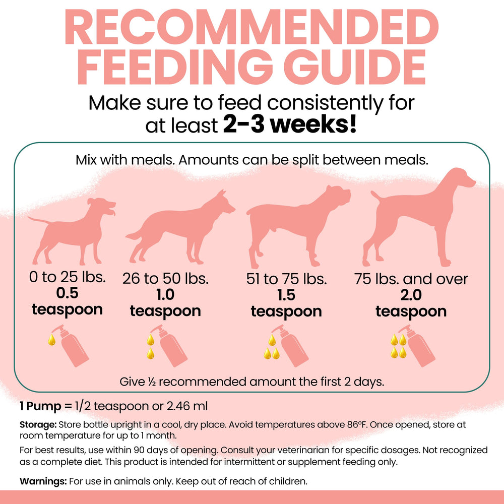 Chew + Heal Labs oil supports a healthy coat through regular omega intake.