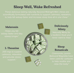 Chewsy Peaceful Sleep mint chews textured surface emphasizes premium nighttime ritual