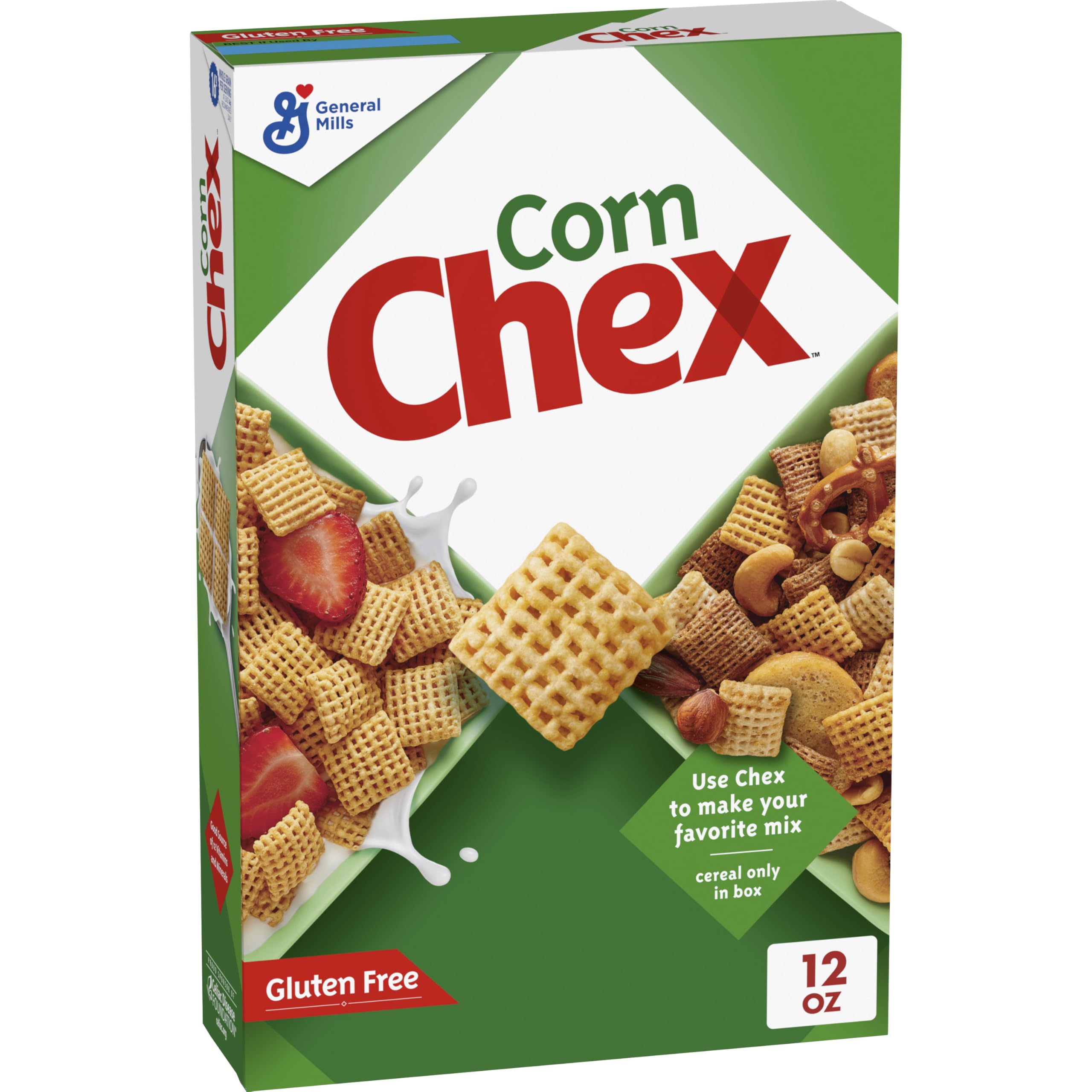 Chex corn cereal in a bowl for quick breakfast and snacks