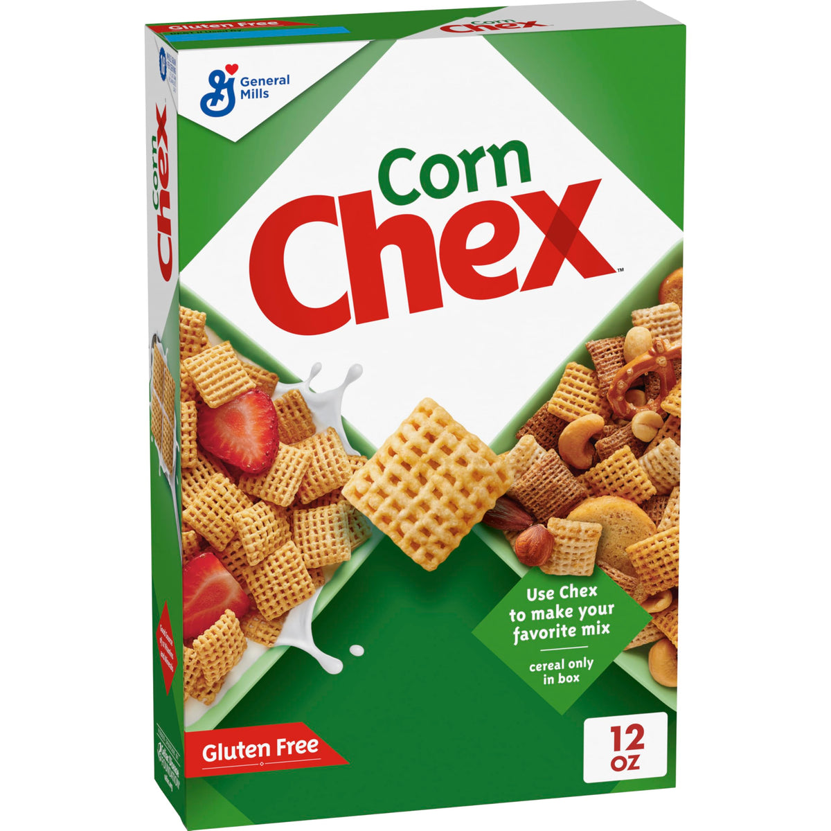 Chex corn cereal in a bowl for quick breakfast and snacks