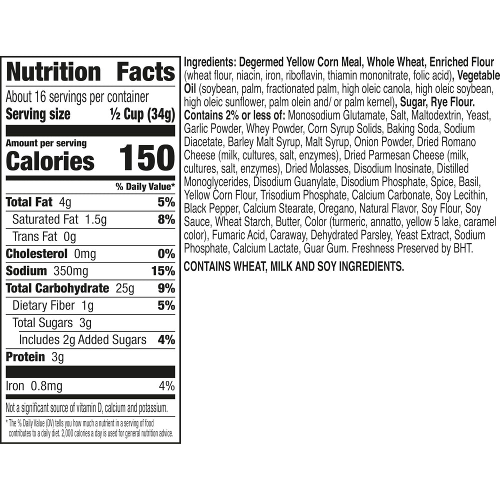 Chex Mix Bold Garlic and Herb round pretzels provide savory crunch for sharing