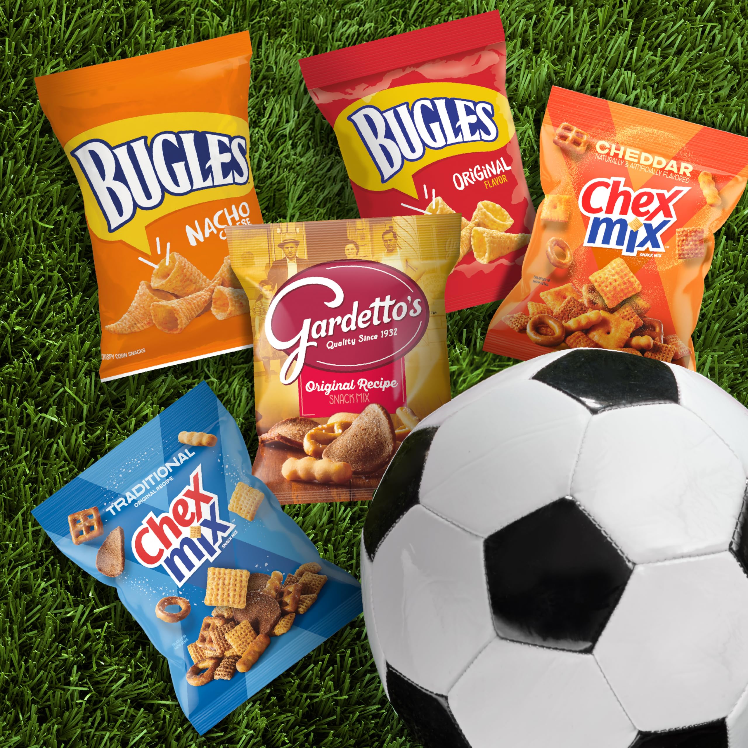Chex Mix on-the-go display, convenient variety for travel snacks