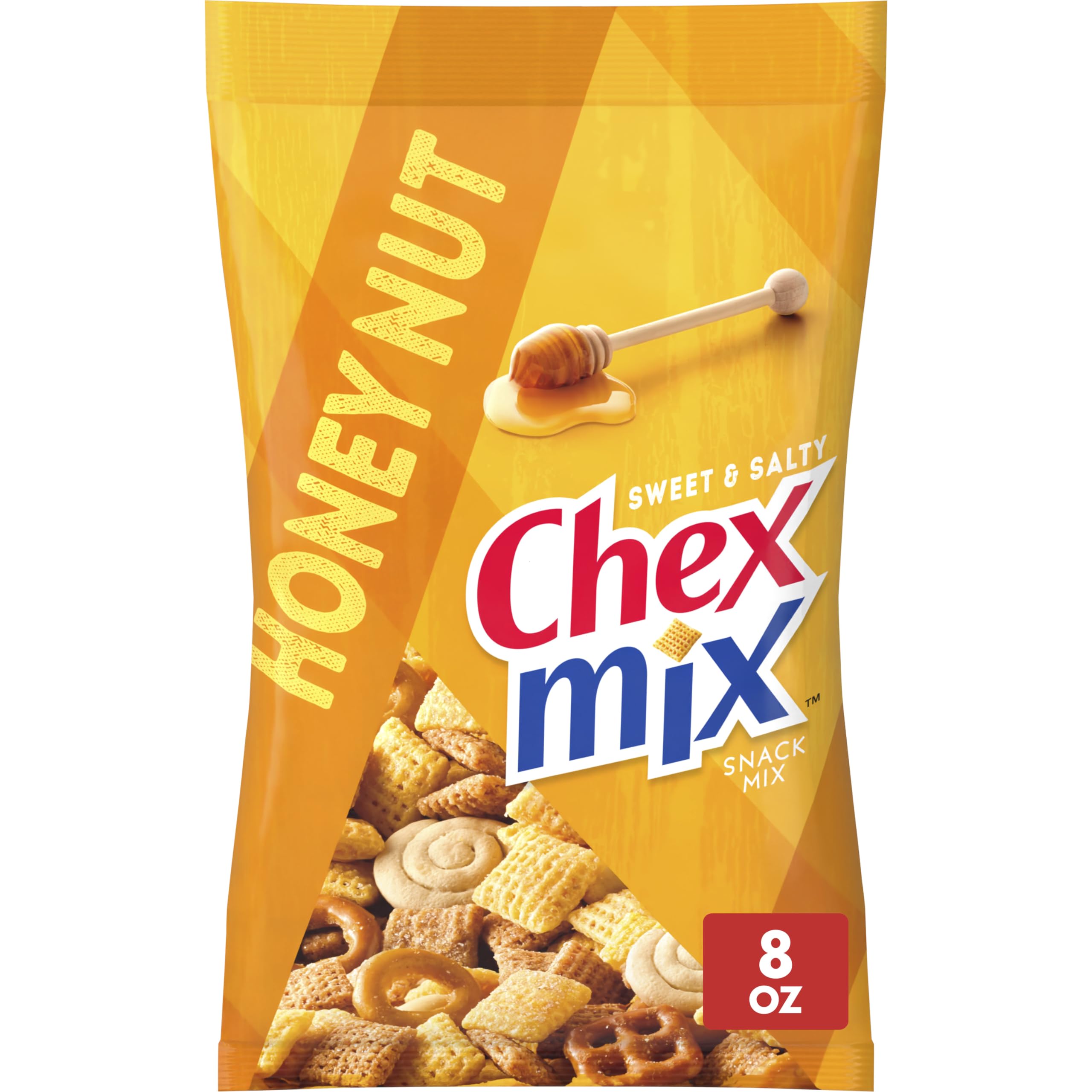 Chex Mix Sweet and Salty Honey Nut bag ready for sharing at gatherings