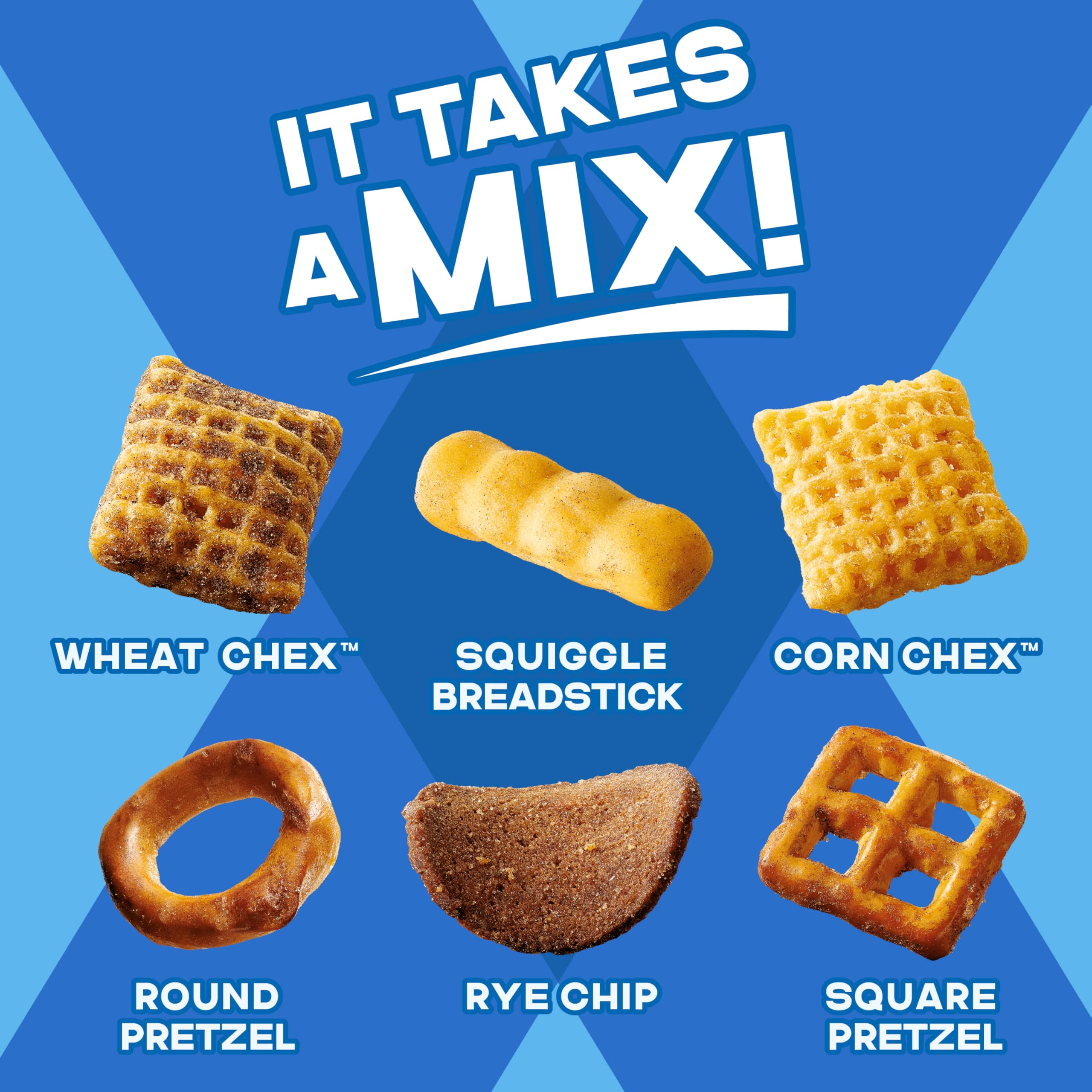 Chex Mix Traditional pantry-display scene, ready-to-serve for movie nights.