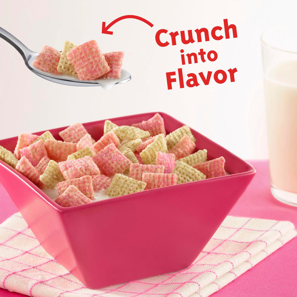 Chex Strawberry Vanilla Cereal image noting 13g whole grain per serving