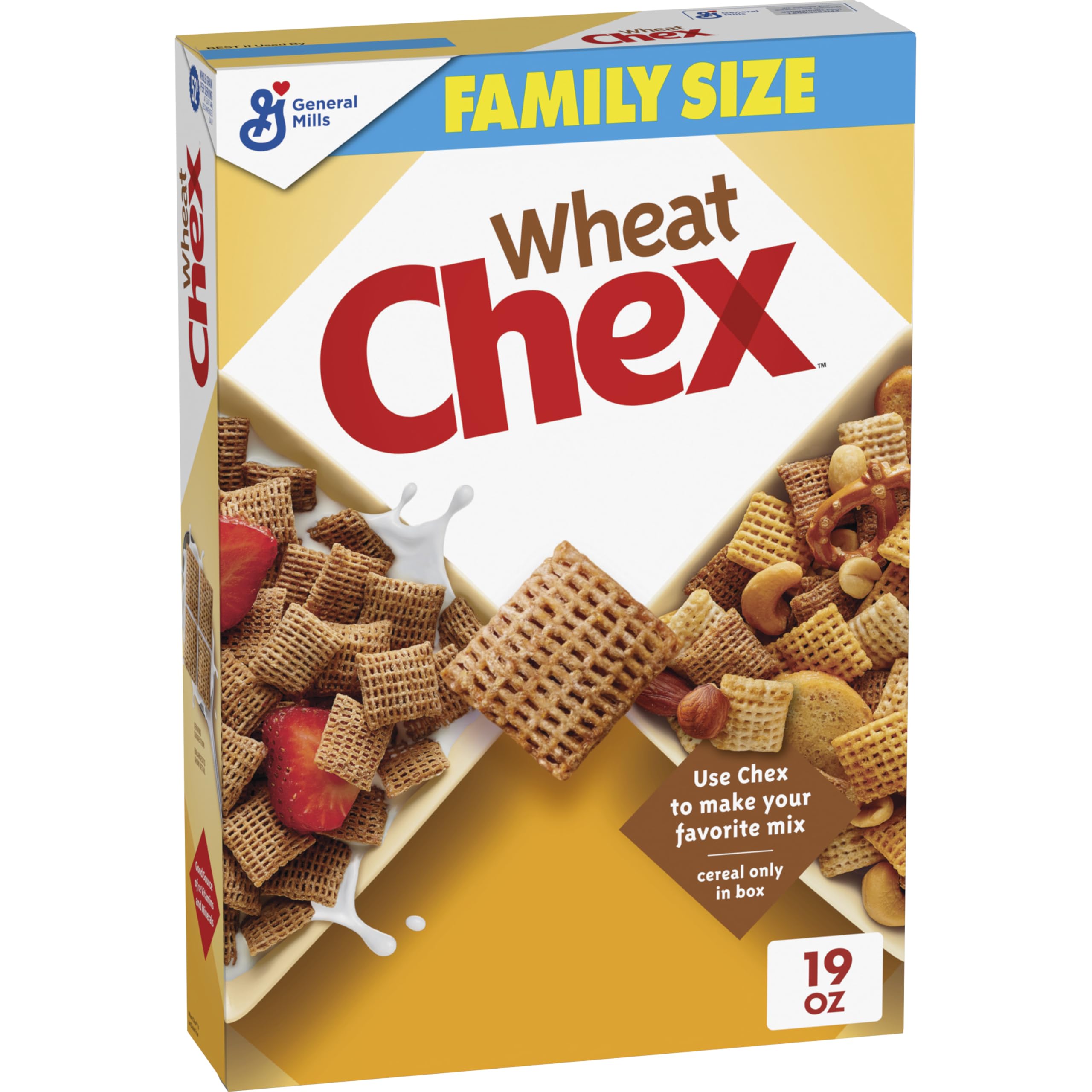 Chex Wheat Chex cereal in a bowl, highlighting whole grain goodness for breakfast
