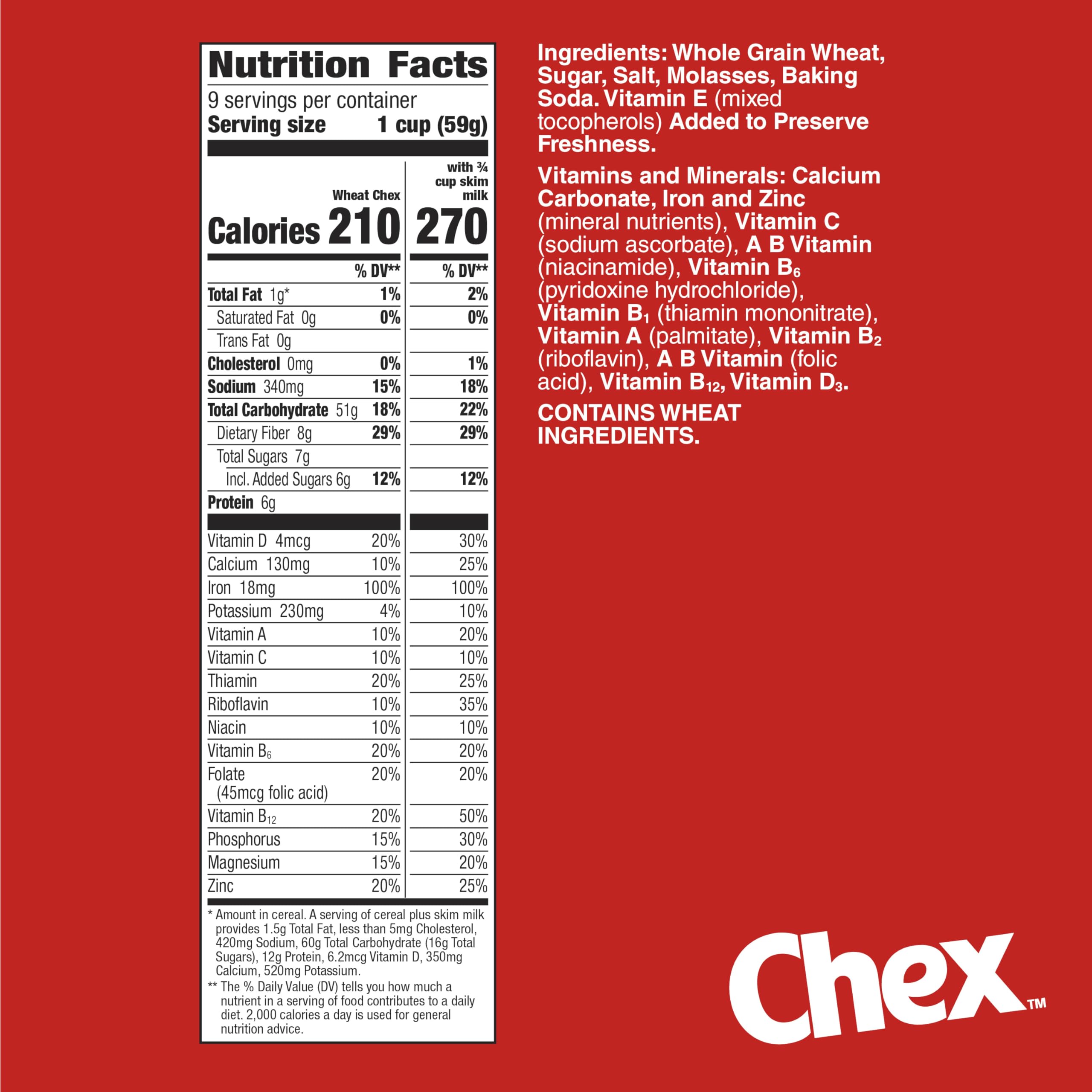 Oven-toasted Wheat Chex squares for crisp texture and snack appeal