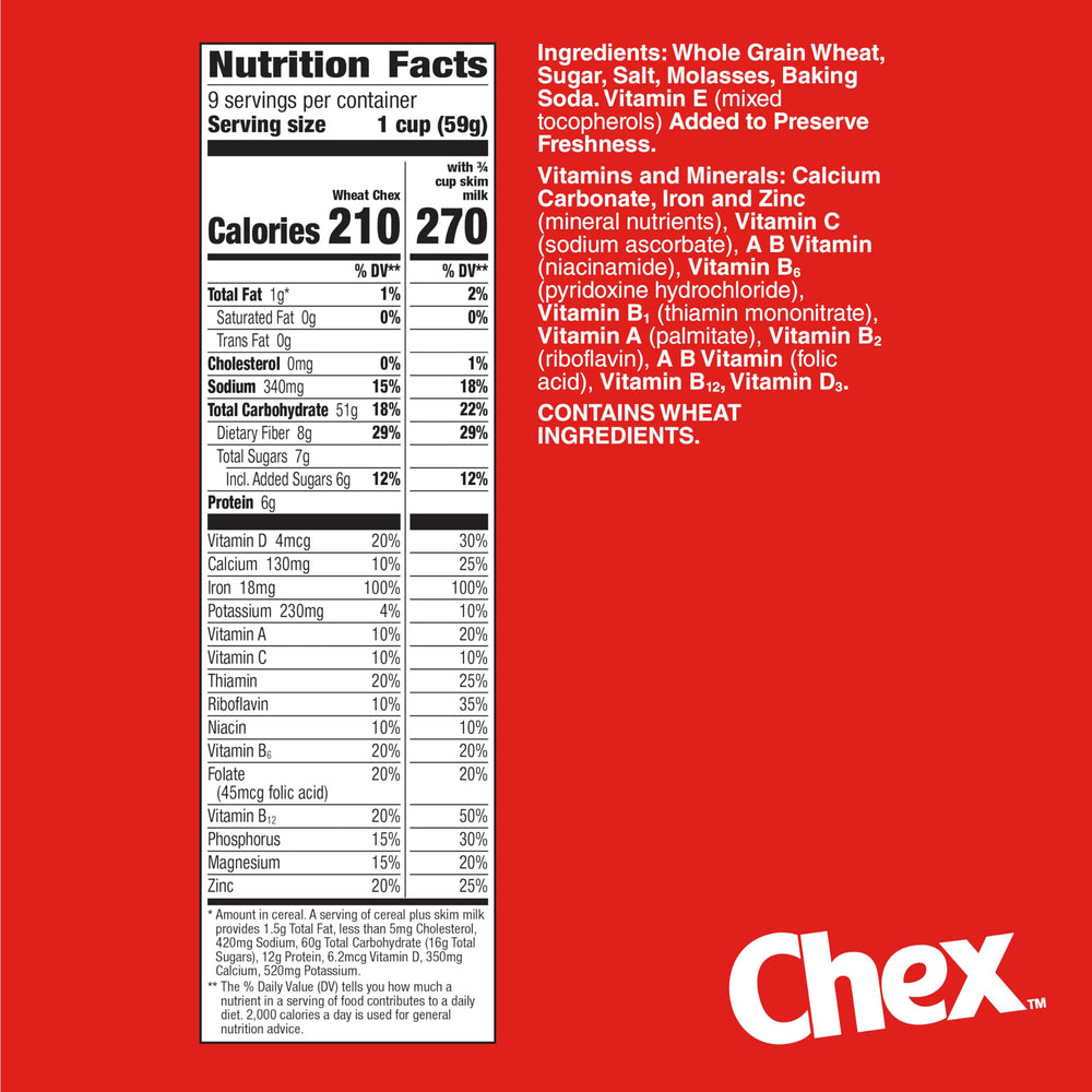 Oven-toasted Wheat Chex squares for crisp texture and snack appeal