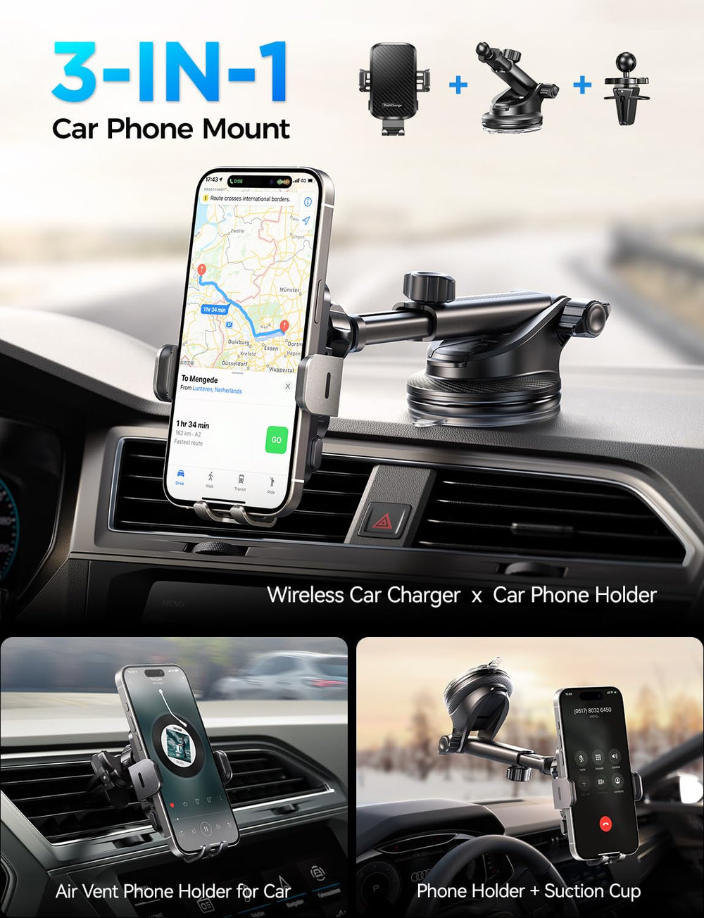 CHGeek auto-clamping wireless charger grips the phone hands-free while driving