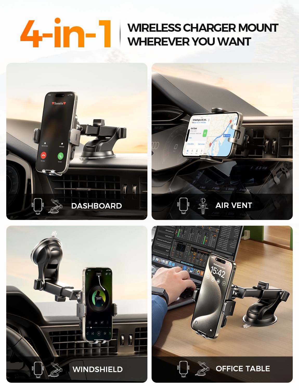 CHGeek dashboard-mount setup showing stable grip on a phone