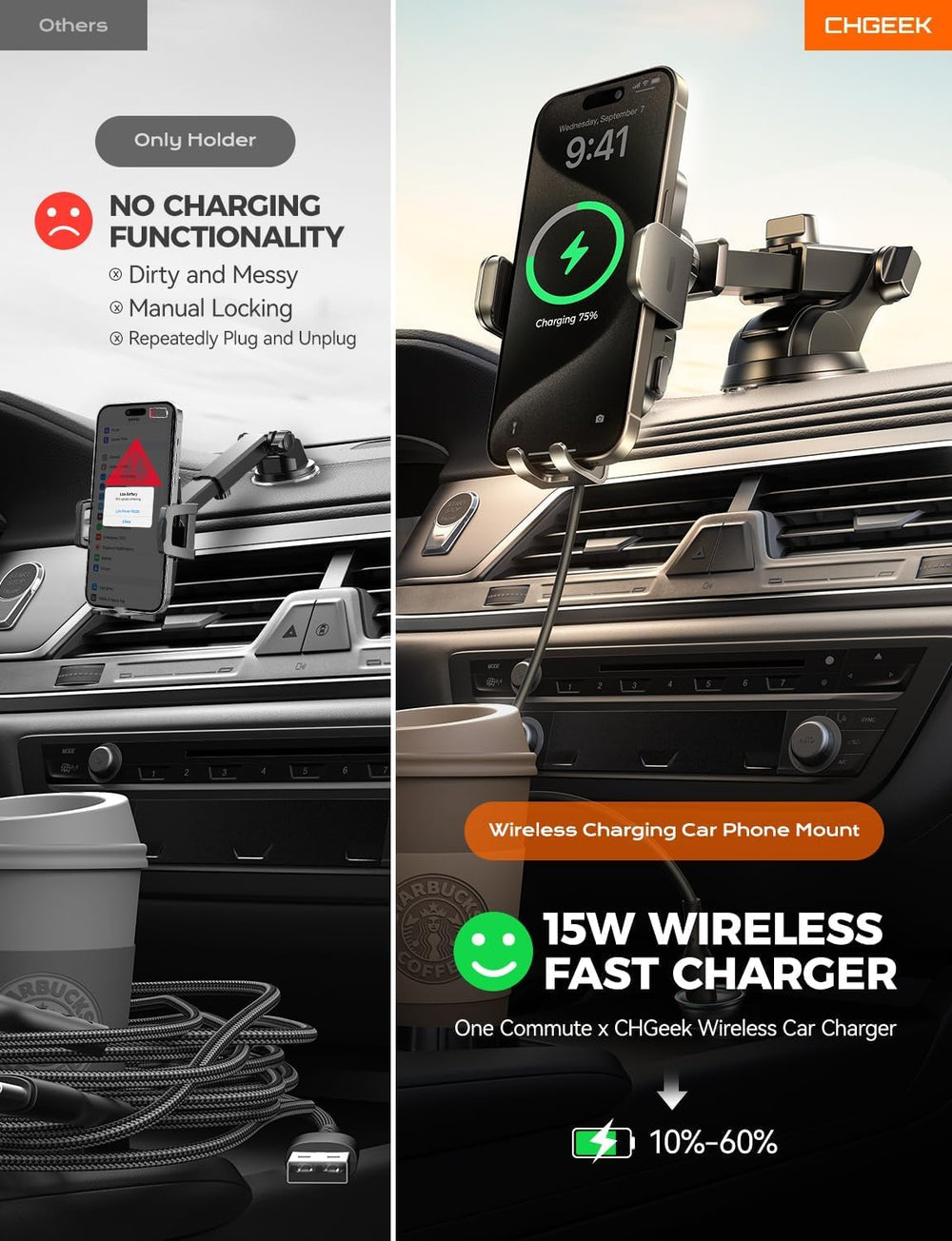 CHGeek vent clip demonstrates versatile mounting options inside a car