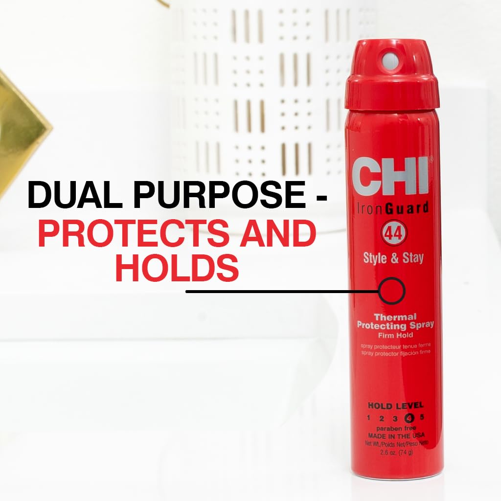 CHI 44 Iron Guard heat protection graphic emphasizes thermal shield.