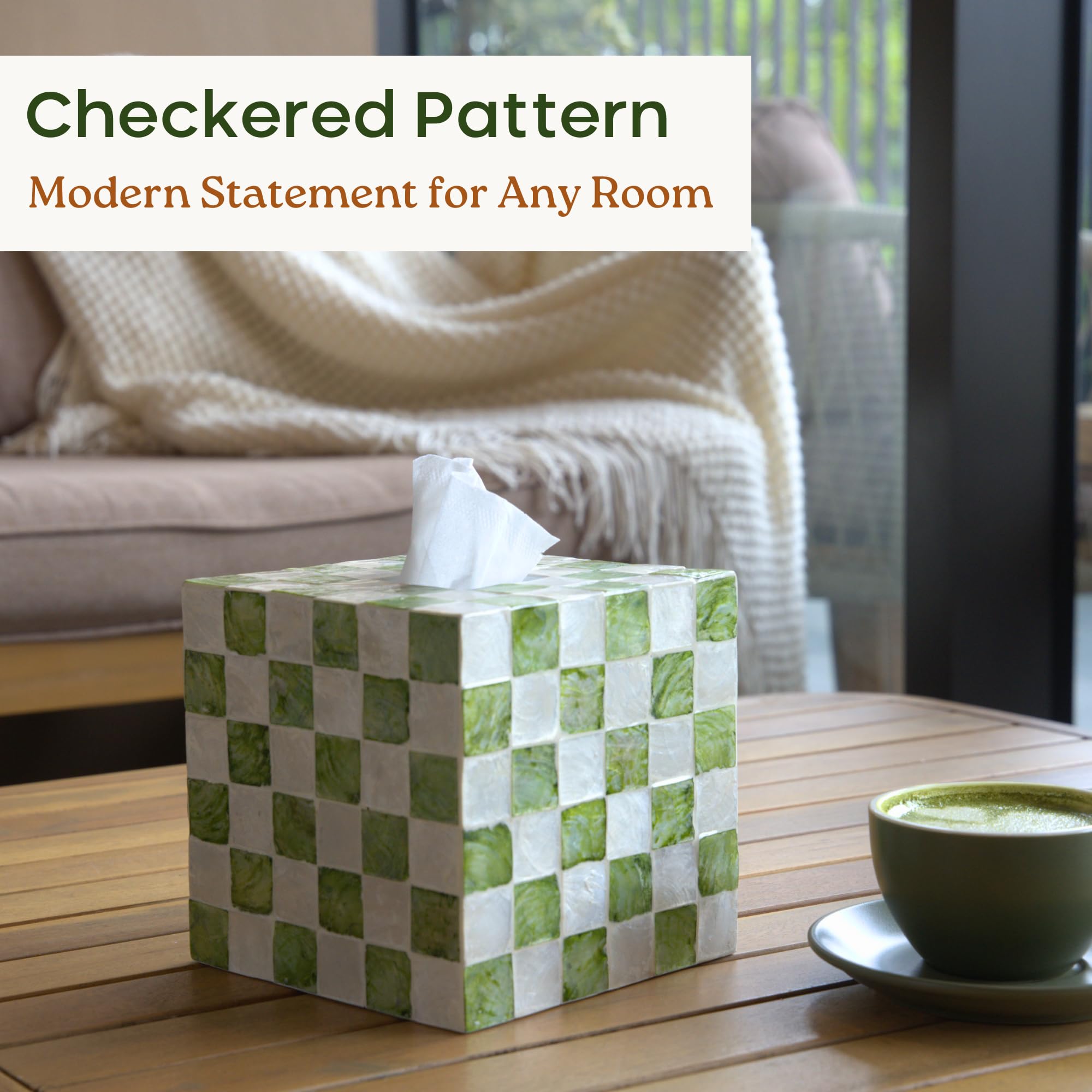 Chi An Home Handcrafted checkerboard close-up highlights intricate pattern