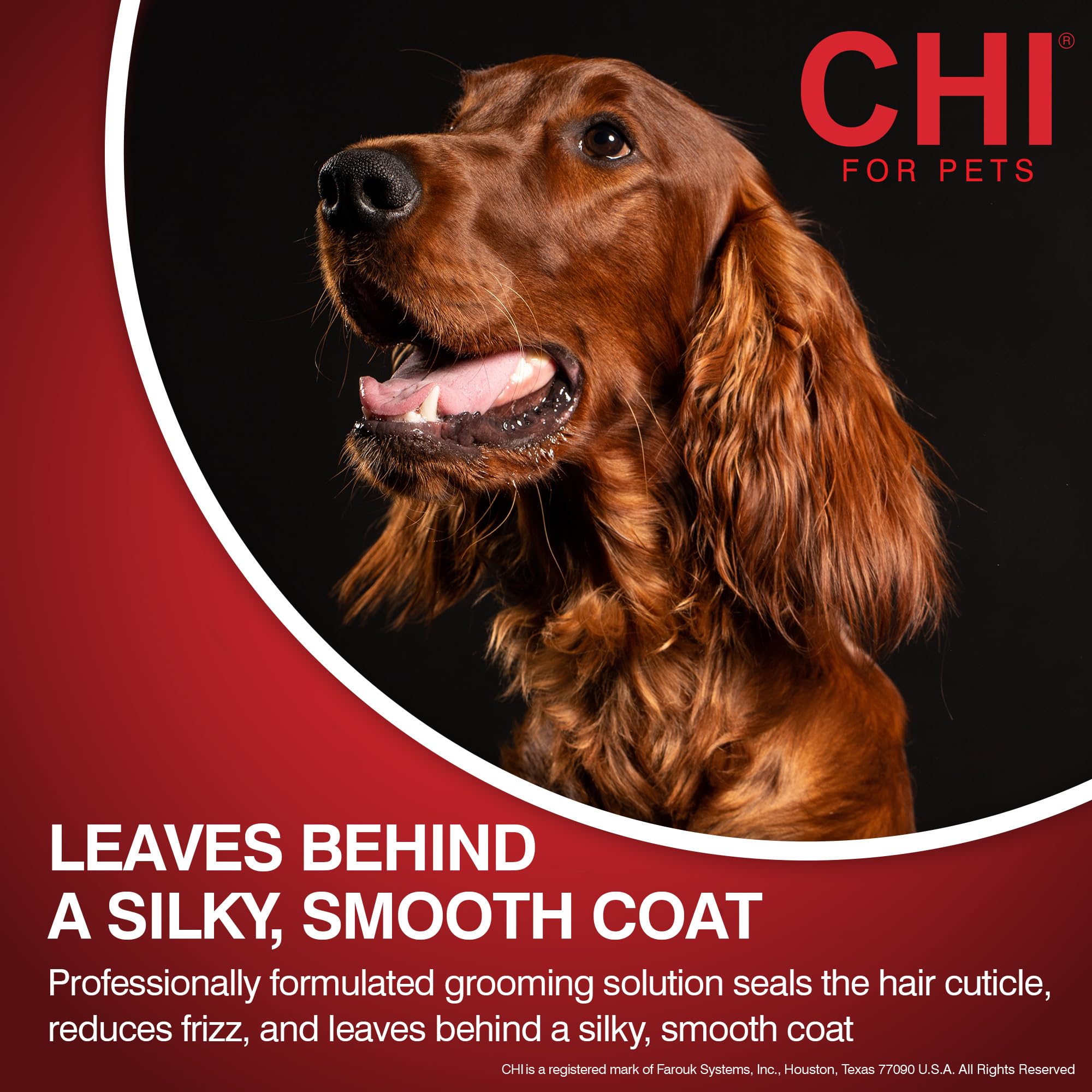 After-bath coat looks softer and shinier with CHI for Dogs Deep Moisture Shampoo.
