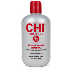 CHI for Dogs Deep Moisture Shampoo bottle on a counter ready for a gentle at-home bath.