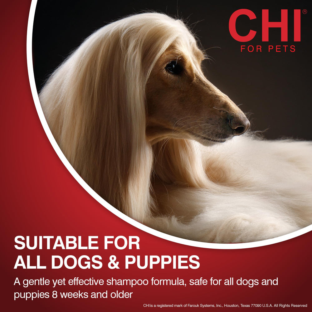 CHI for Dogs Deep Moisture Shampoo features a sulfate and paraben free formula.