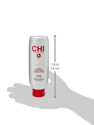 CHI for Dogs Oatmeal Conditioner being massaged into dog's coat for brushing ease