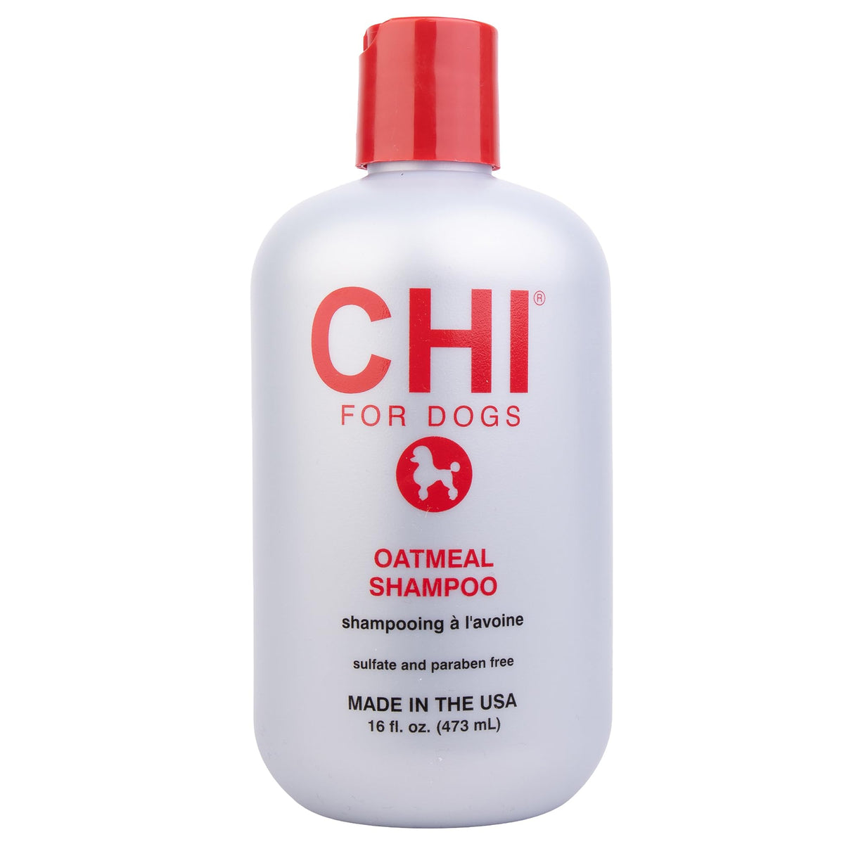 CHI for Dogs Oatmeal Shampoo bottle promotes gentle cleansing for all coat types.