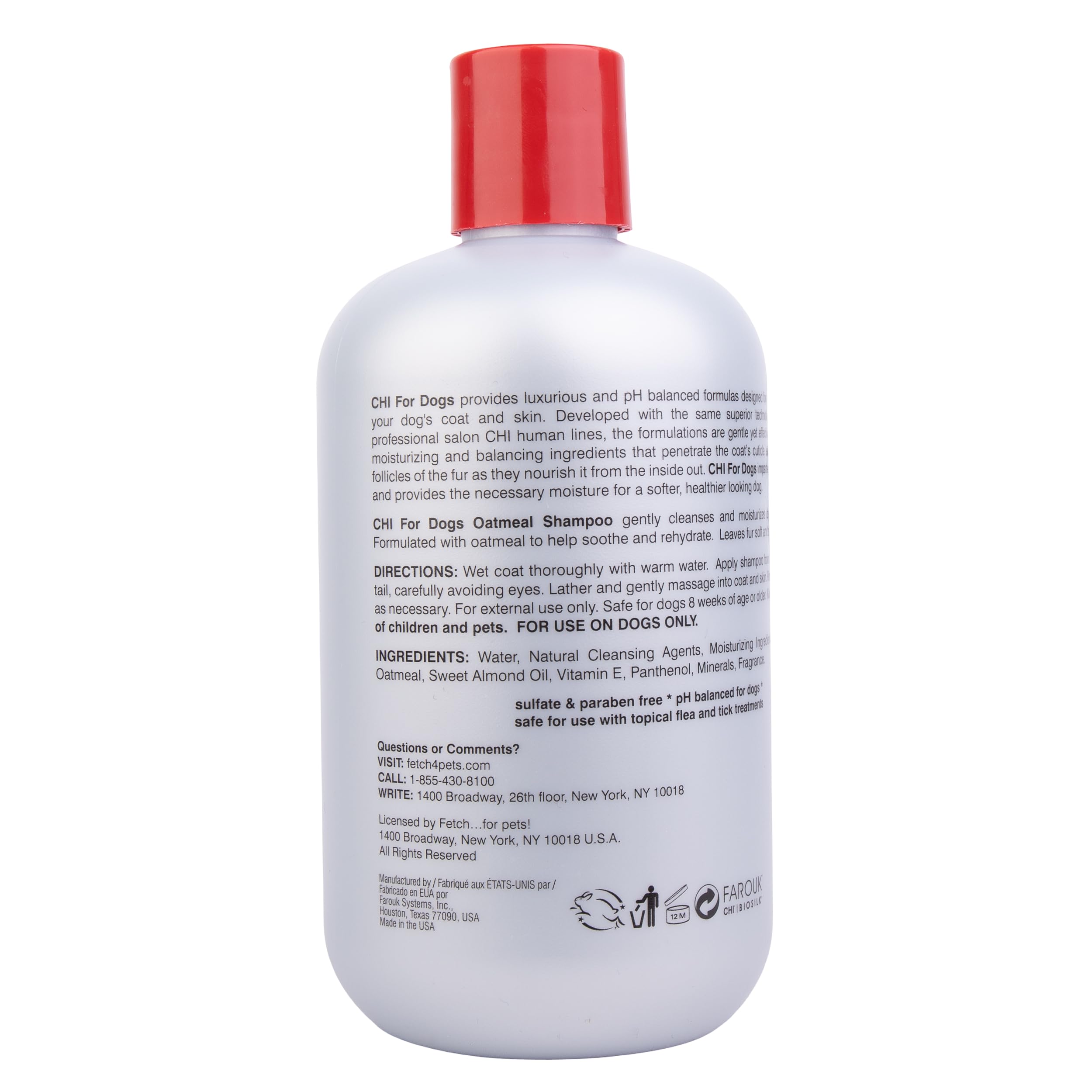 CHI for Dogs Oatmeal Shampoo is proudly made in the USA for reliable grooming routines.