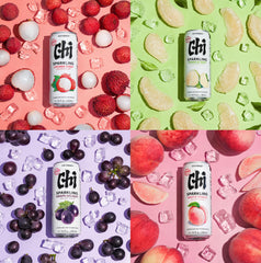 CHI FOREST Sparkling Water glass with splash suggests a lively, zero sugar beverage.