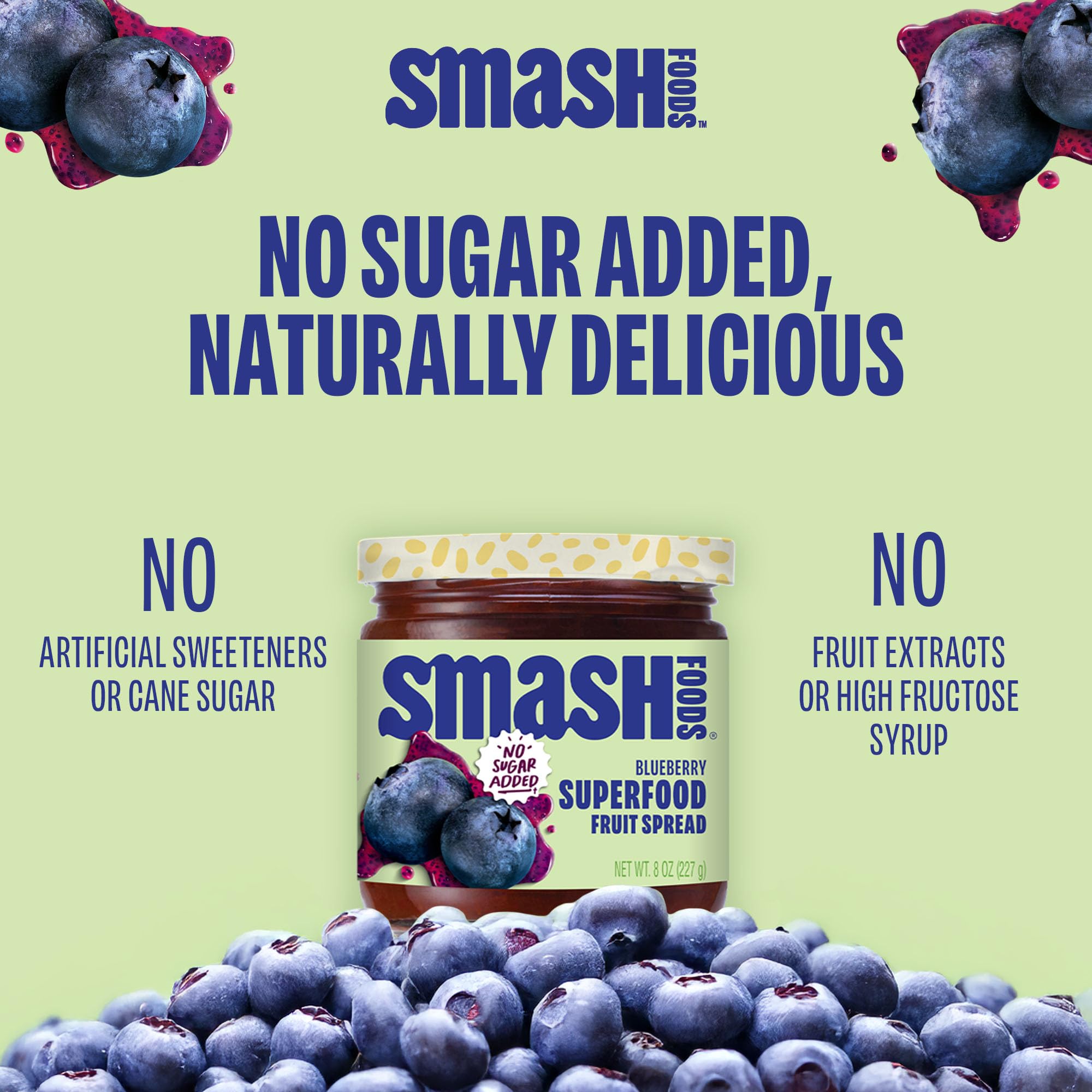Chia Smash Blueberry Jam on a charcuterie board elevating flavor and color.