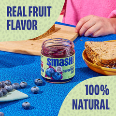 Chia Smash Blueberry Jam on toast highlights low sugar with bold flavor.