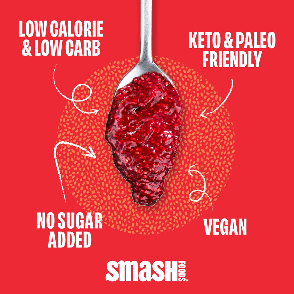 Chia Smash texture close-up reveals chia seeds in juicy jam