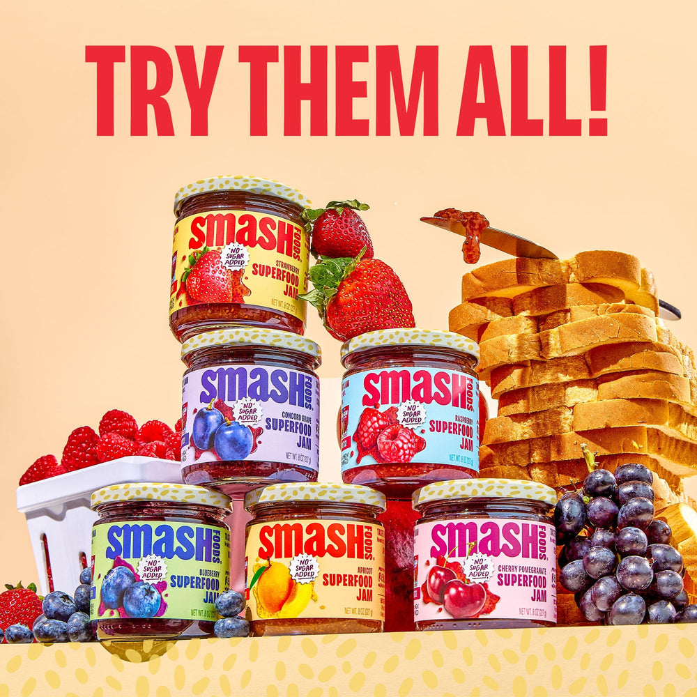Chia Smash Raspberry Jam label close-up emphasizes clean sourcing and sustainability.