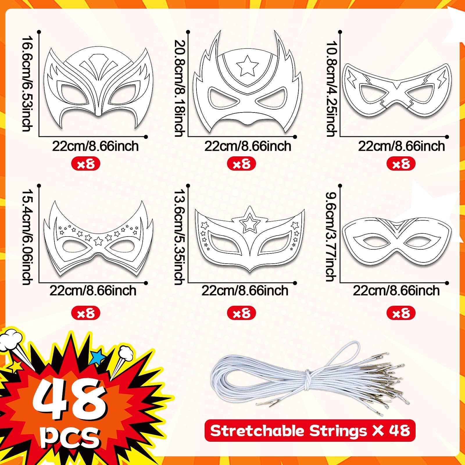 Chiazllta 6-hero-designs blank masks encourage creative coloring sessions.