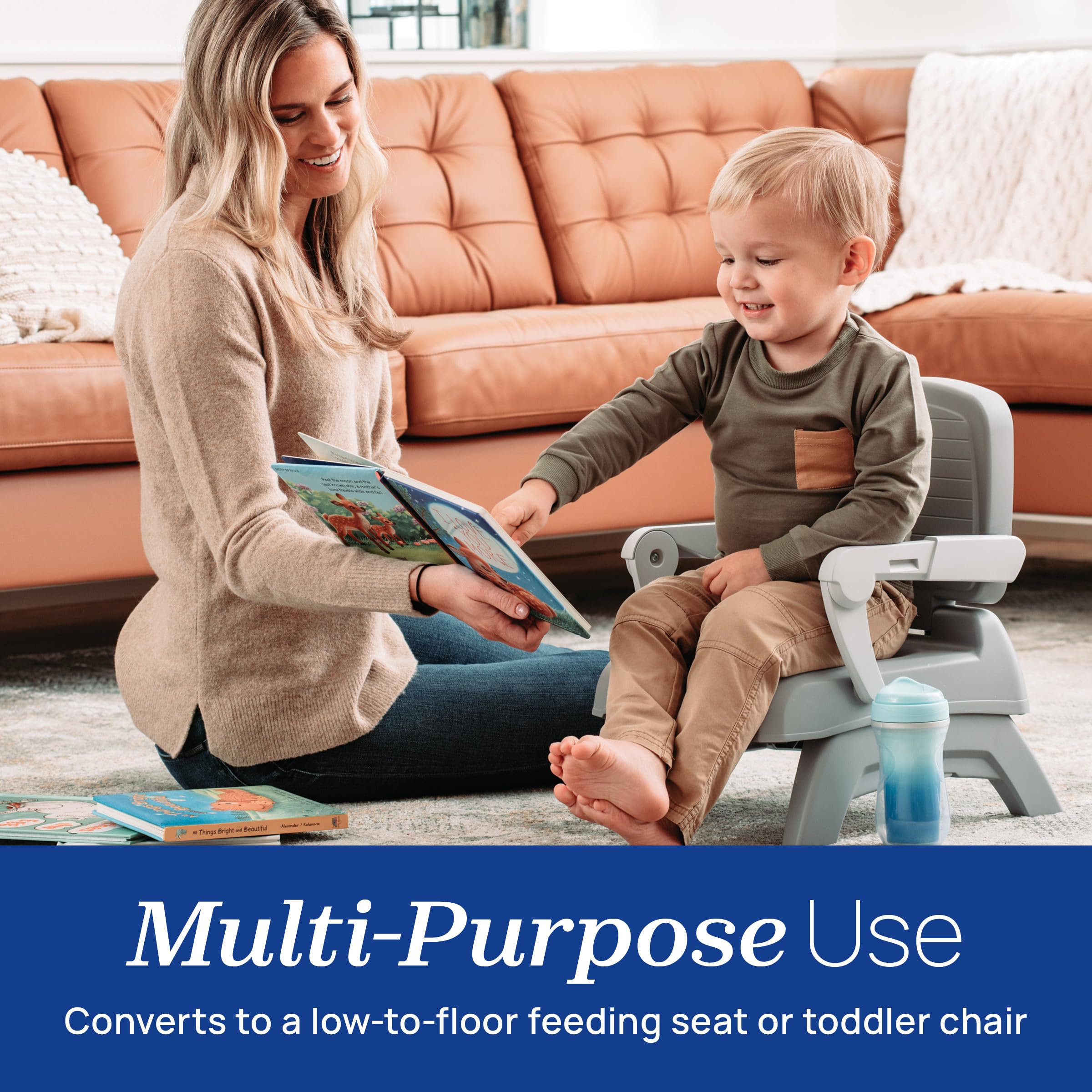 Chicco Bento Booster folded flat for compact storage and travel.