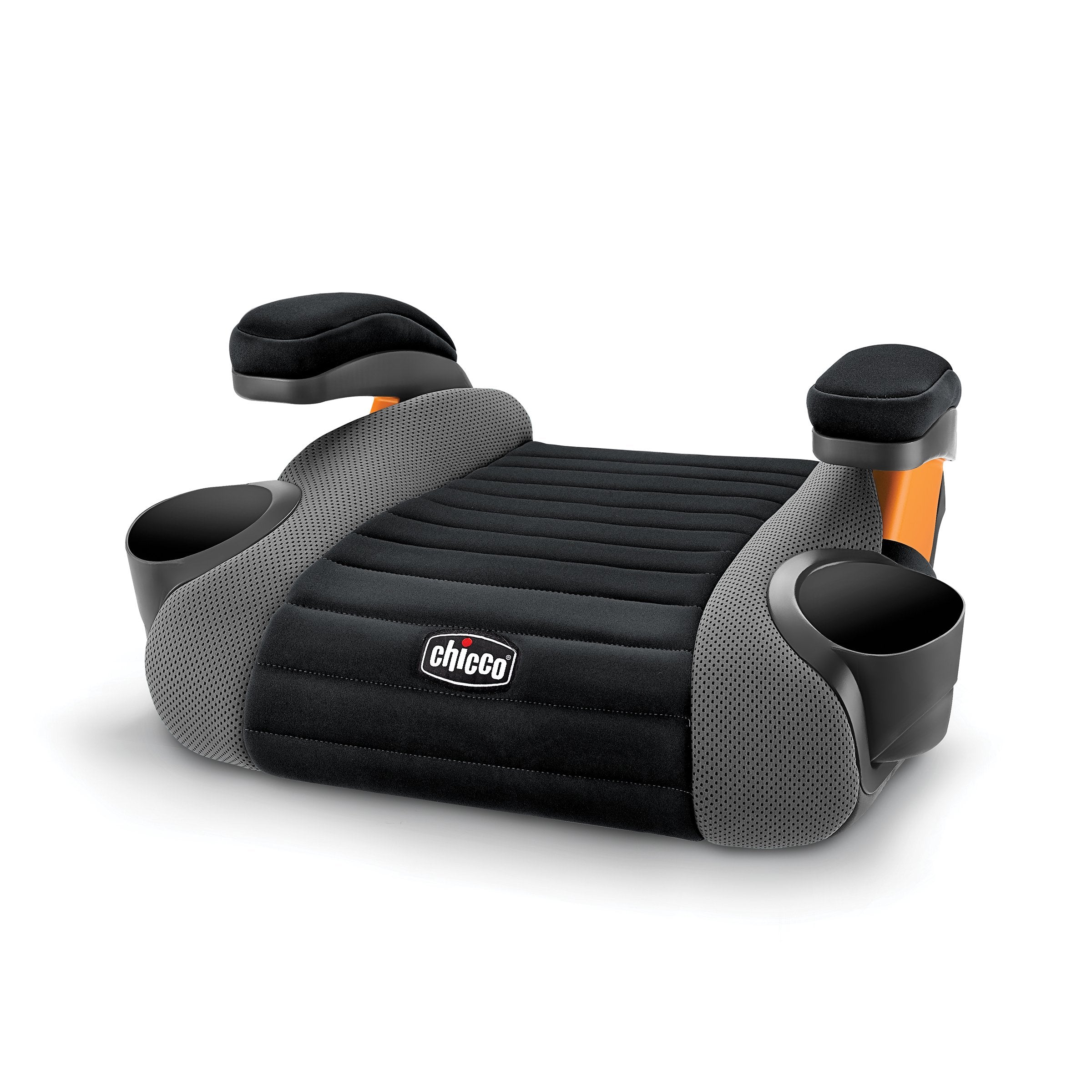 Chicco GoFit backless booster seat in shark color with belt guides for proper fit.
