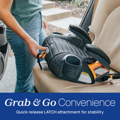Chicco GoFit ClearTex Plus latch attachment secures booster during transfers.