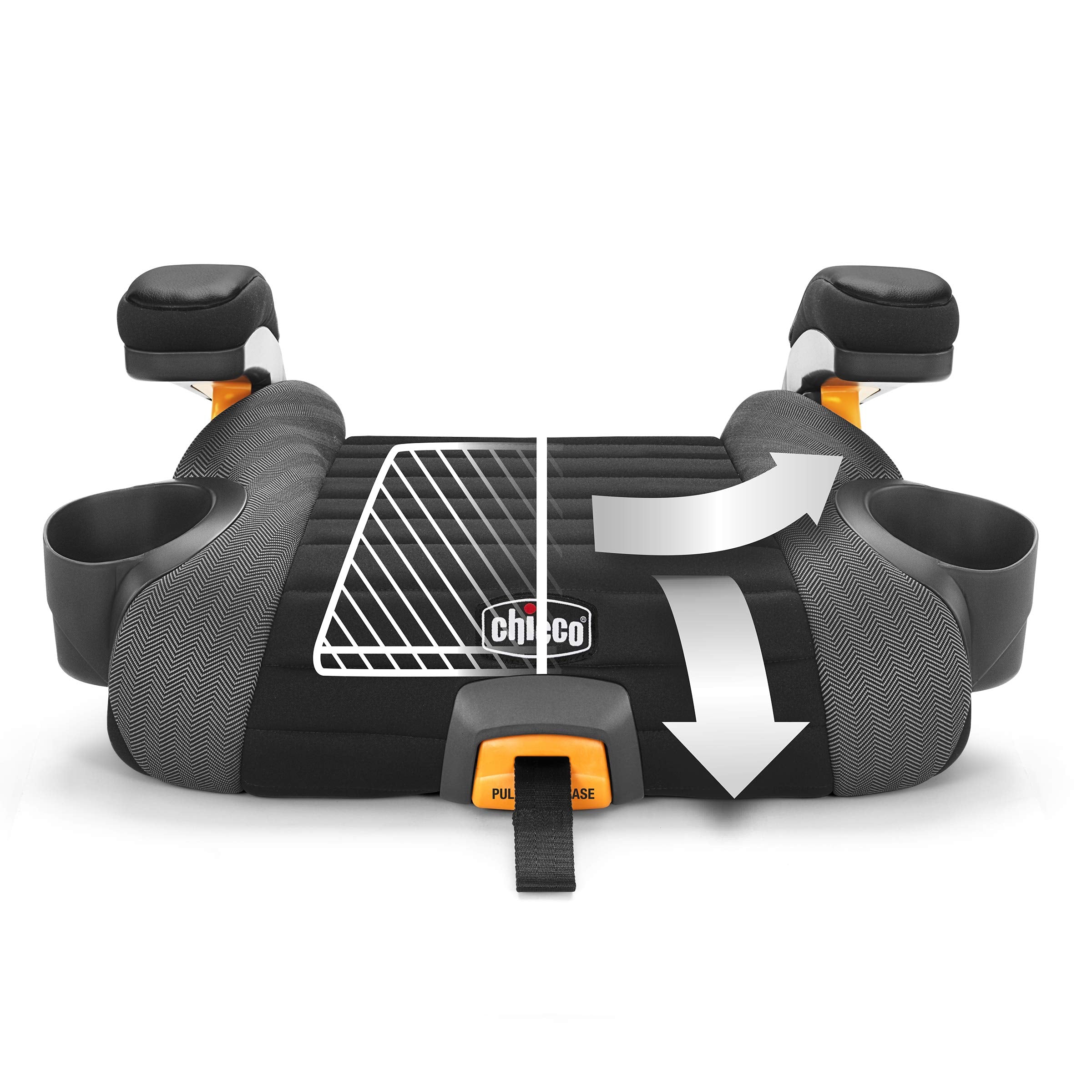 Chicco GoFit Plus ErgoBoost contoured seat supports growing kids on road trips.