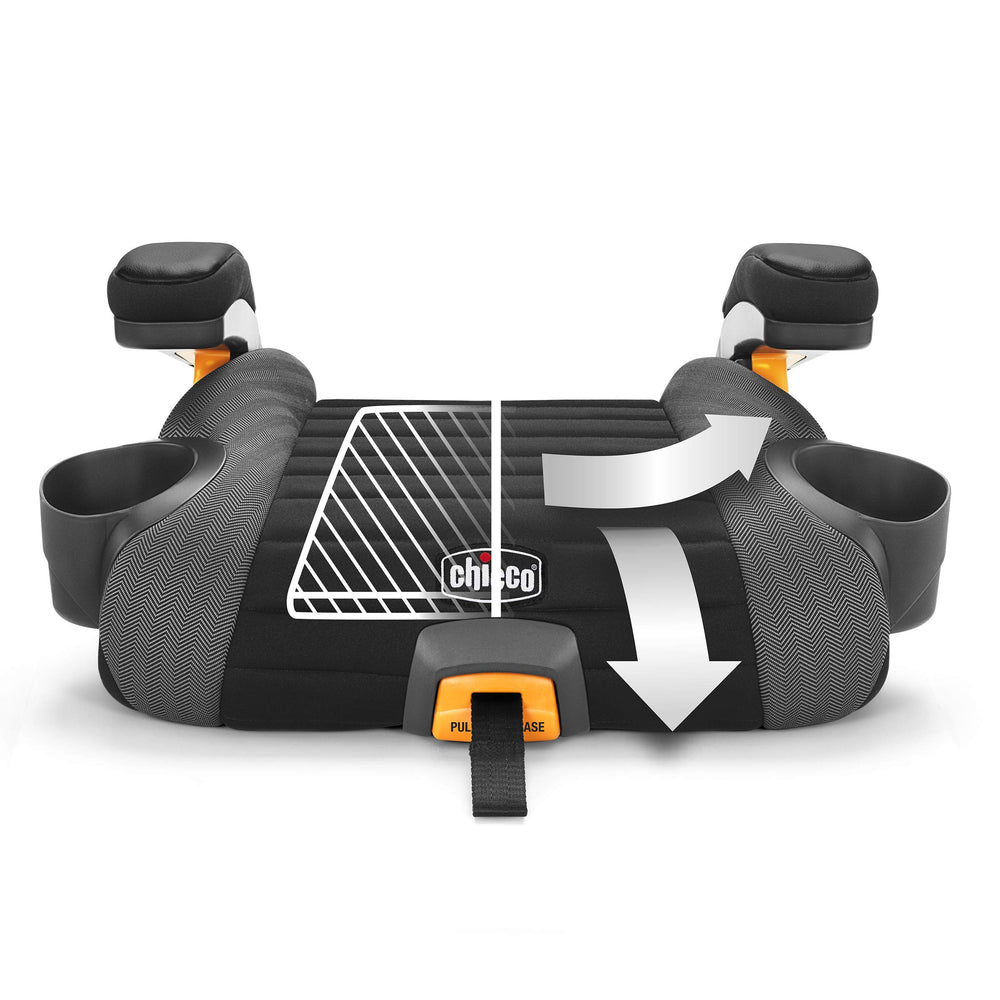 Chicco GoFit Plus ErgoBoost contoured seat supports growing kids on road trips.